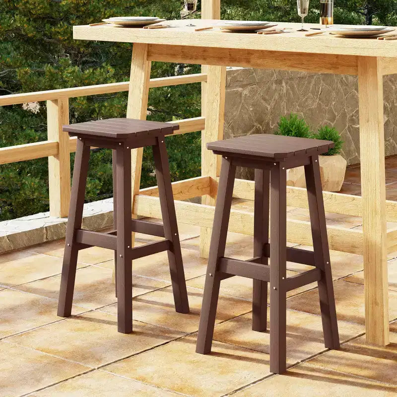 WestinTrends Malibu 29 Tabouret de bar d'extérieur sans dossier carré en HDPE résistant aux intempéries (lot de 2)