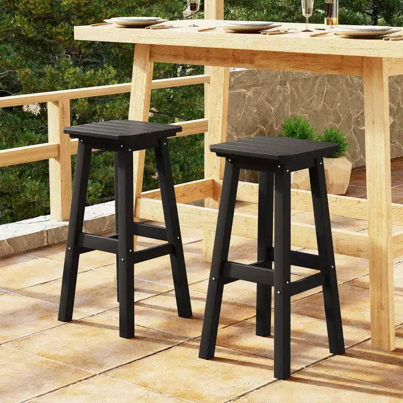 WestinTrends Malibu 29 Tabouret de bar d'extérieur sans dossier carré en HDPE résistant aux intempéries (lot de 2)