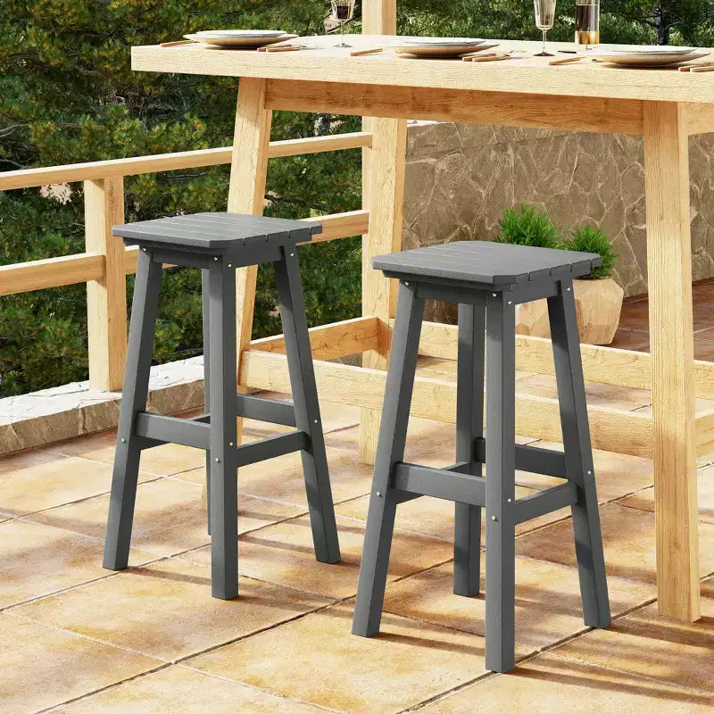 WestinTrends Malibu 29 Tabouret de bar d'extérieur sans dossier carré en HDPE résistant aux intempéries (lot de 2)