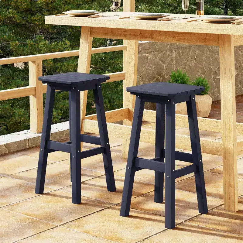 WestinTrends Malibu 29 Tabouret de bar d'extérieur sans dossier carré en HDPE résistant aux intempéries (lot de 2)