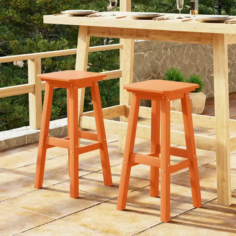 WestinTrends Malibu 29 Tabouret de bar d'extérieur sans dossier carré en HDPE résistant aux intempéries (lot de 2)