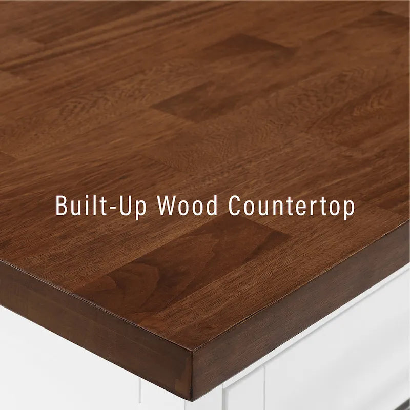 Îlot de cuisine Crosley Bartlett Wood Top avec tabourets carrés rembourrés - 50p x 42l x 36h