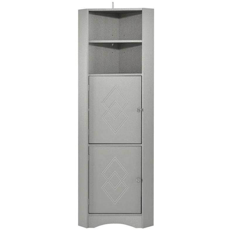 Meuble d'angle de salle de bain haut et autoportant Merax avec étagères réglables