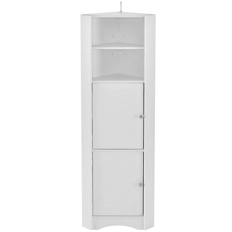 Meuble d'angle de salle de bain haut et autoportant Merax avec étagères réglables