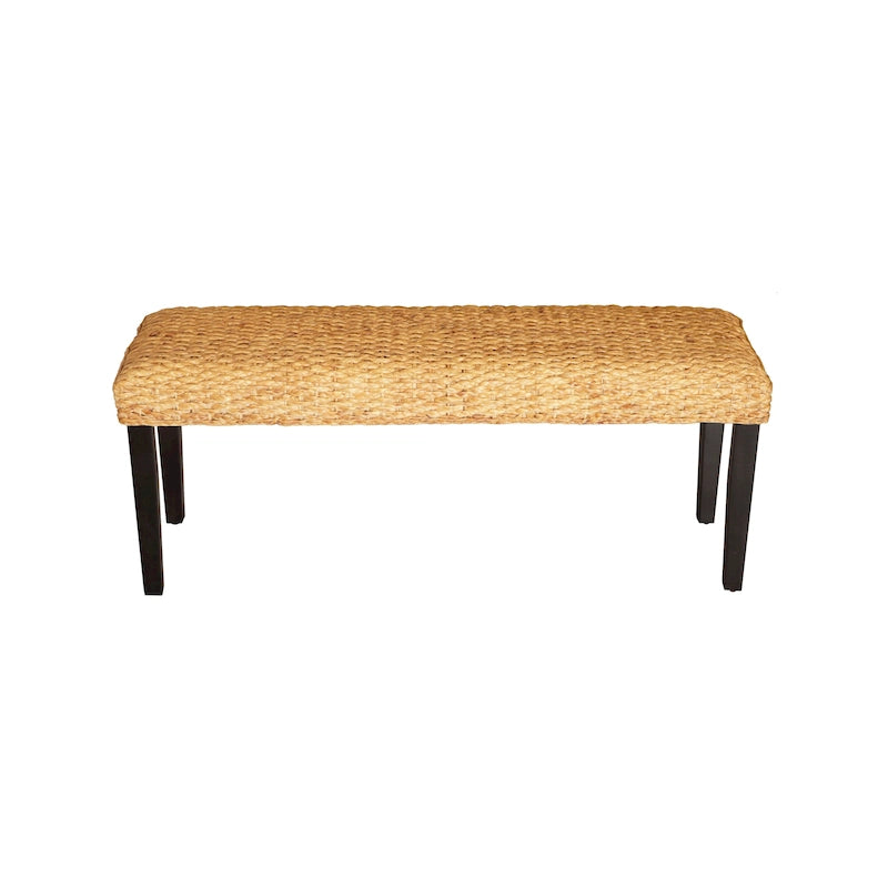 Banc d'intérieur M4H Valencia en bois massif et jacinthe d'eau naturelle