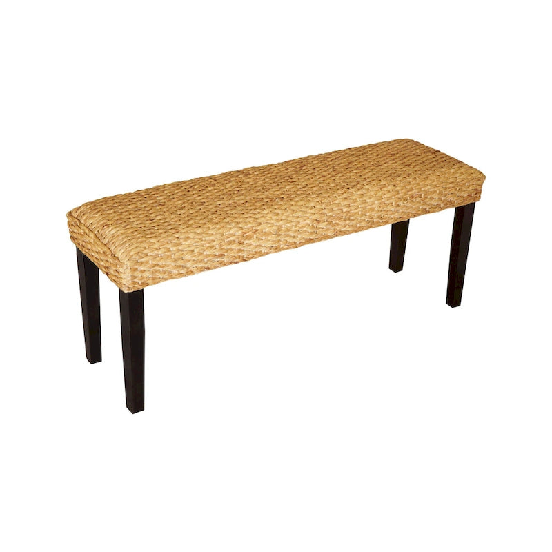 Banc d'intérieur M4H Valencia en bois massif et jacinthe d'eau naturelle