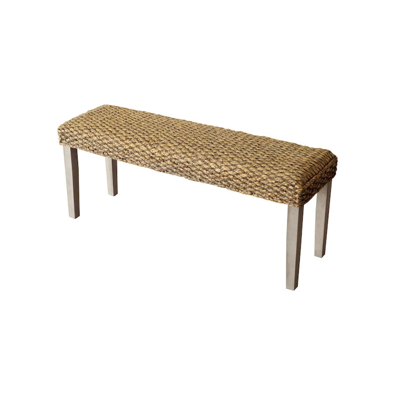Banc d'intérieur M4H Valencia en bois massif et jacinthe d'eau naturelle