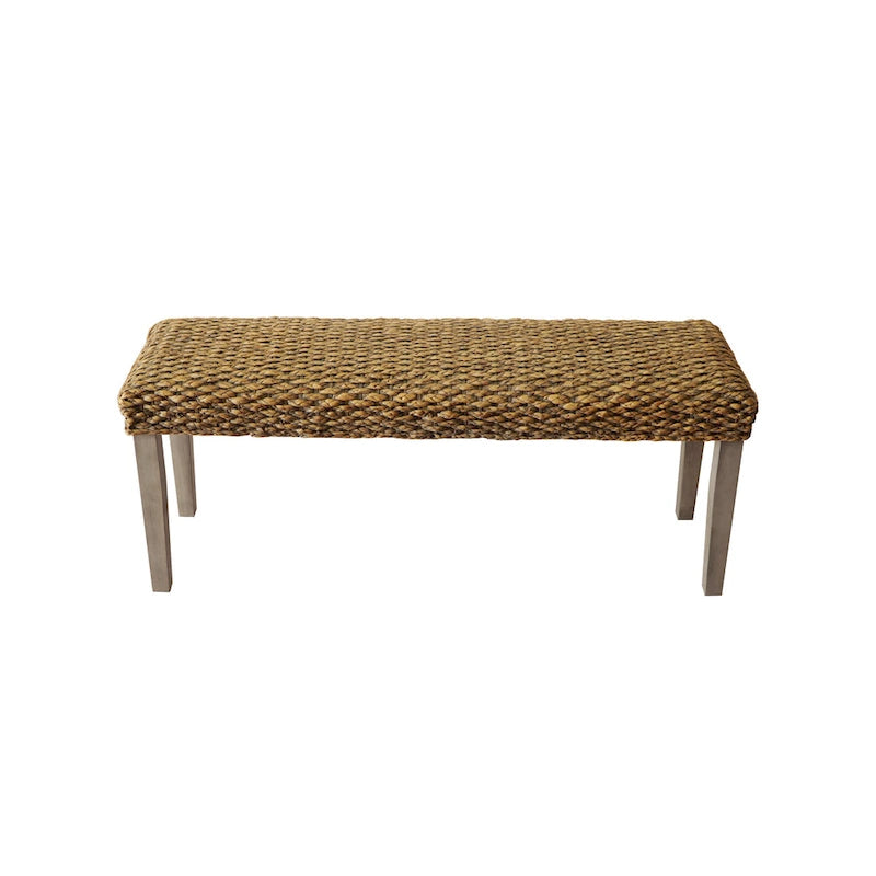 Banc d'intérieur M4H Valencia en bois massif et jacinthe d'eau naturelle