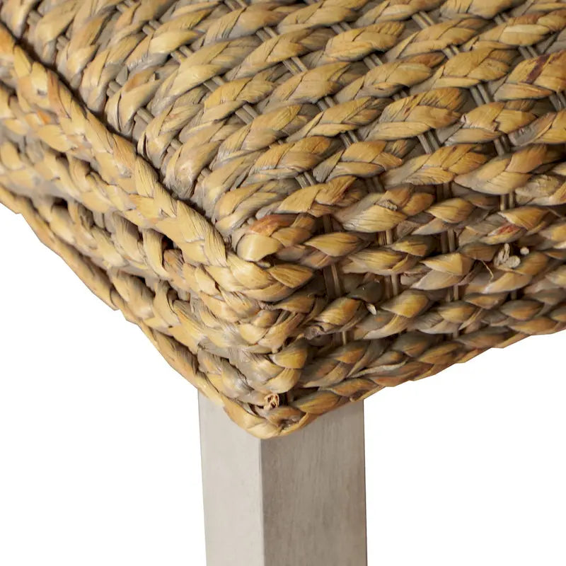 Banc d'intérieur M4H Valencia en bois massif et jacinthe d'eau naturelle