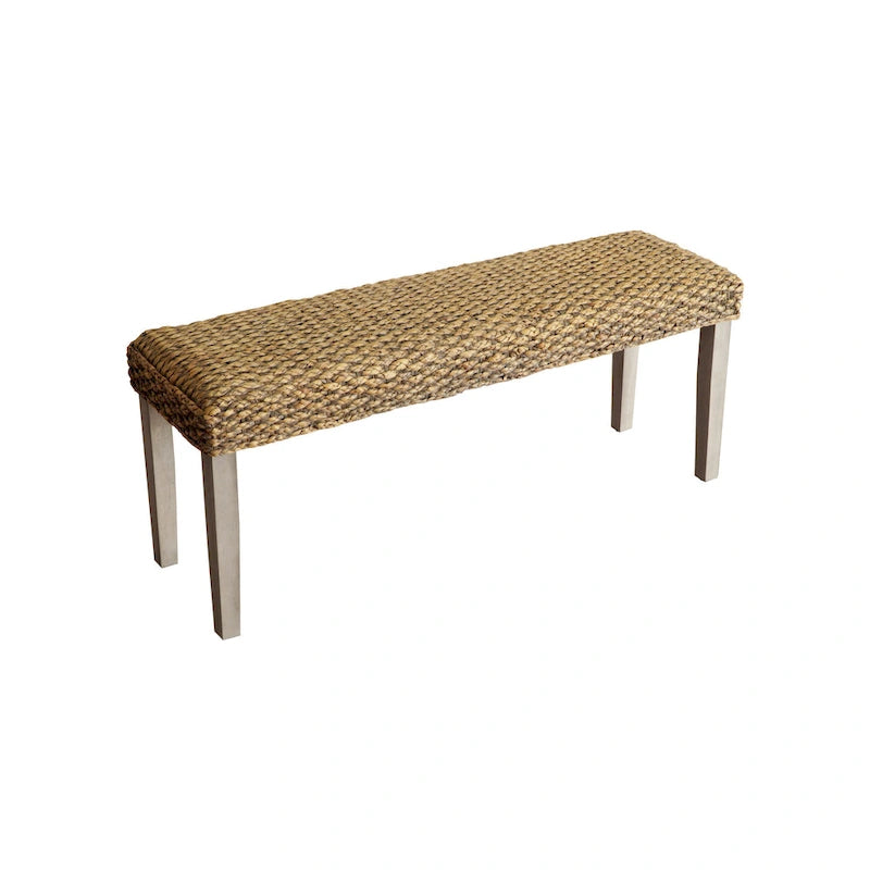 Banc d'intérieur M4H Valencia en bois massif et jacinthe d'eau naturelle