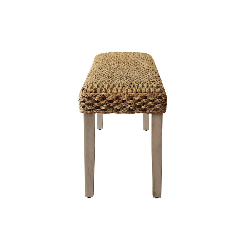 Banc d'intérieur M4H Valencia en bois massif et jacinthe d'eau naturelle