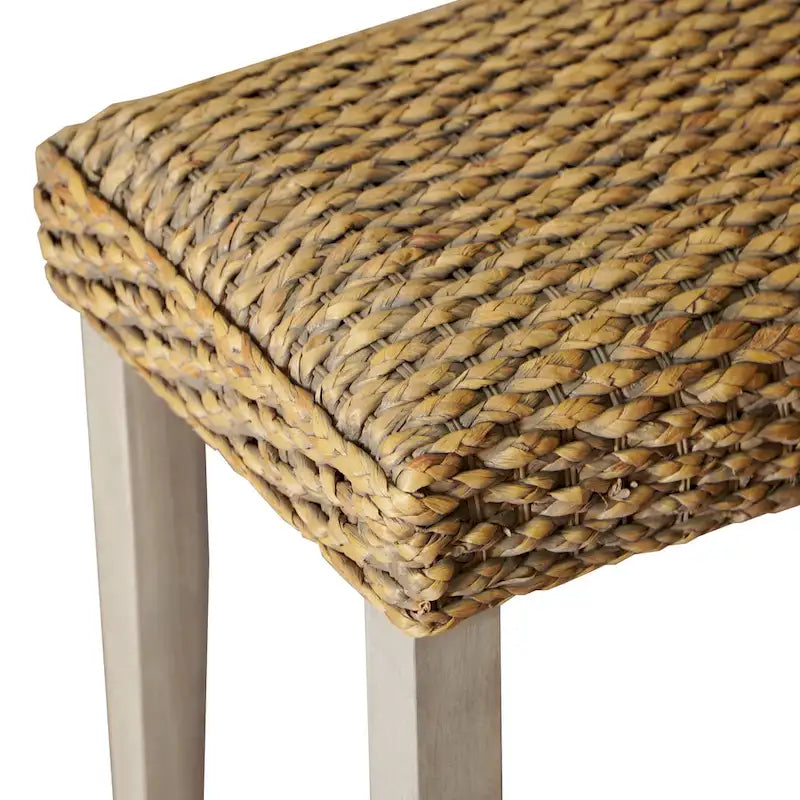 Banc d'intérieur M4H Valencia en bois massif et jacinthe d'eau naturelle