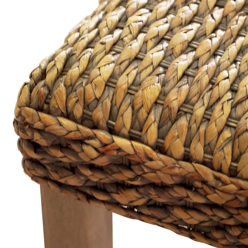 Banc d'intérieur M4H Valencia en bois massif et jacinthe d'eau naturelle