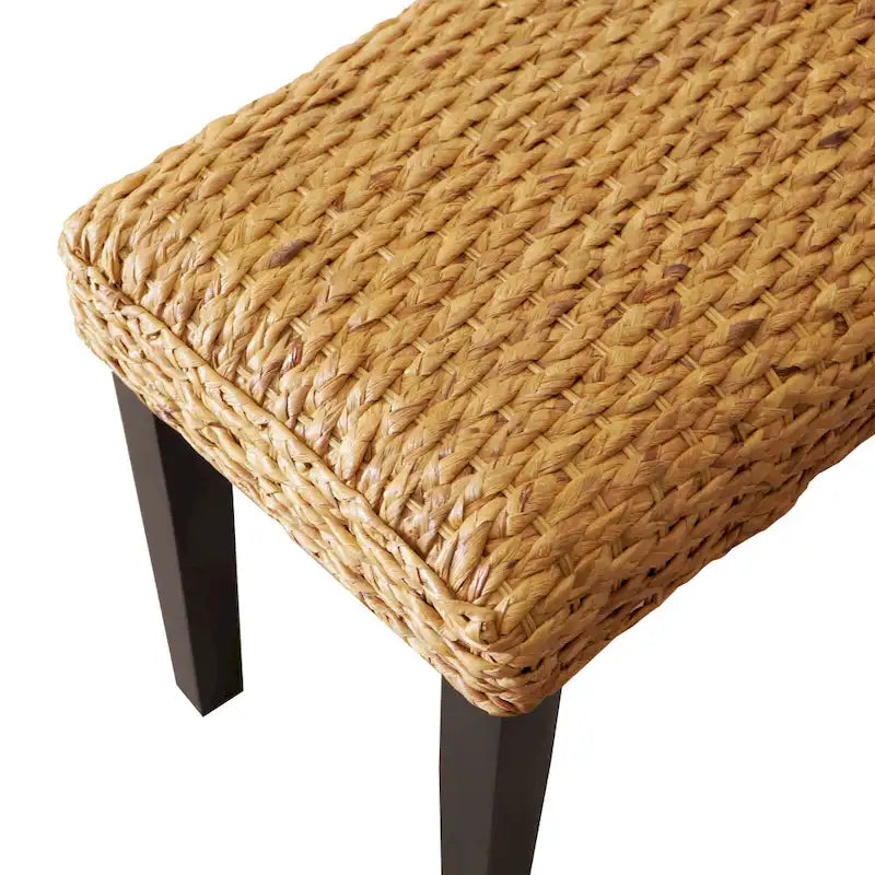 Banc d'intérieur M4H Valencia en bois massif et jacinthe d'eau naturelle