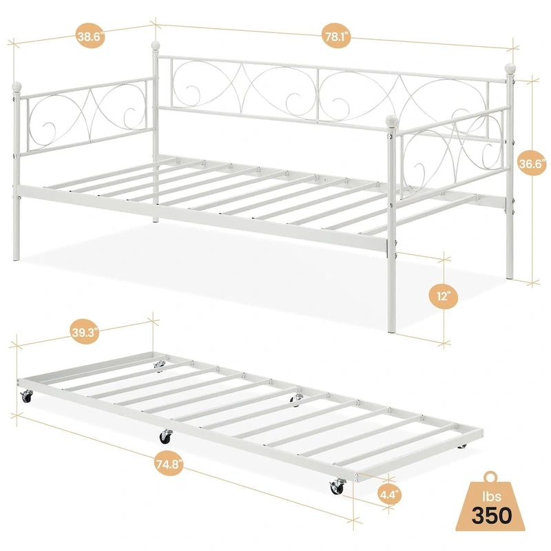Lit de repos double avec lit gigogne escamotable