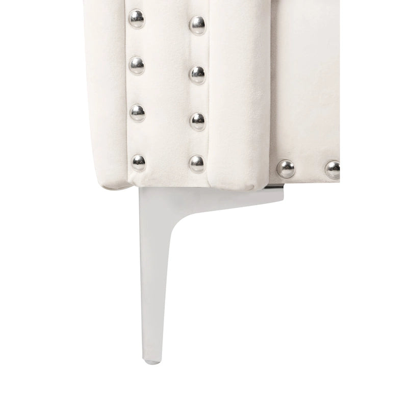 82.3 Largeur Canapé moderne en velours Boutons bijoux Accoudoir carré capitonné, 2 oreillers inclus, Beige, 4 couleurs