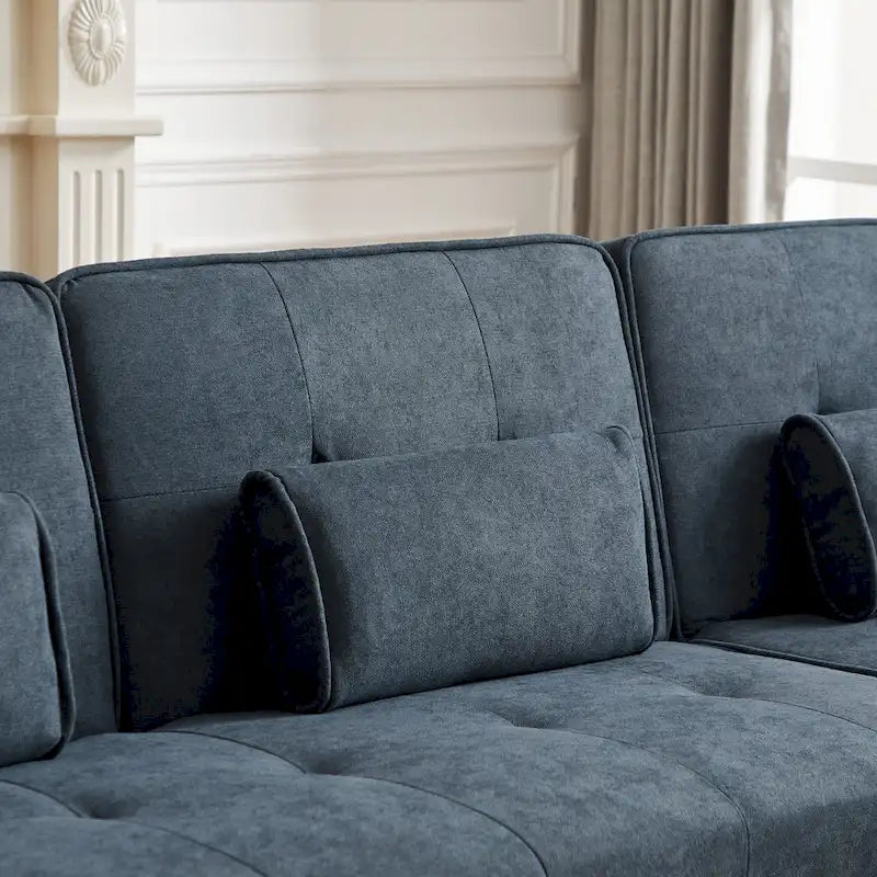 82.3 Largeur Canapé moderne en velours Boutons bijoux Accoudoir carré capitonné, 2 oreillers inclus, Beige, 4 couleurs