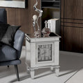Table d'appoint miroir avec horloge, table de chevet, pour salon, argenté - 19x13x25