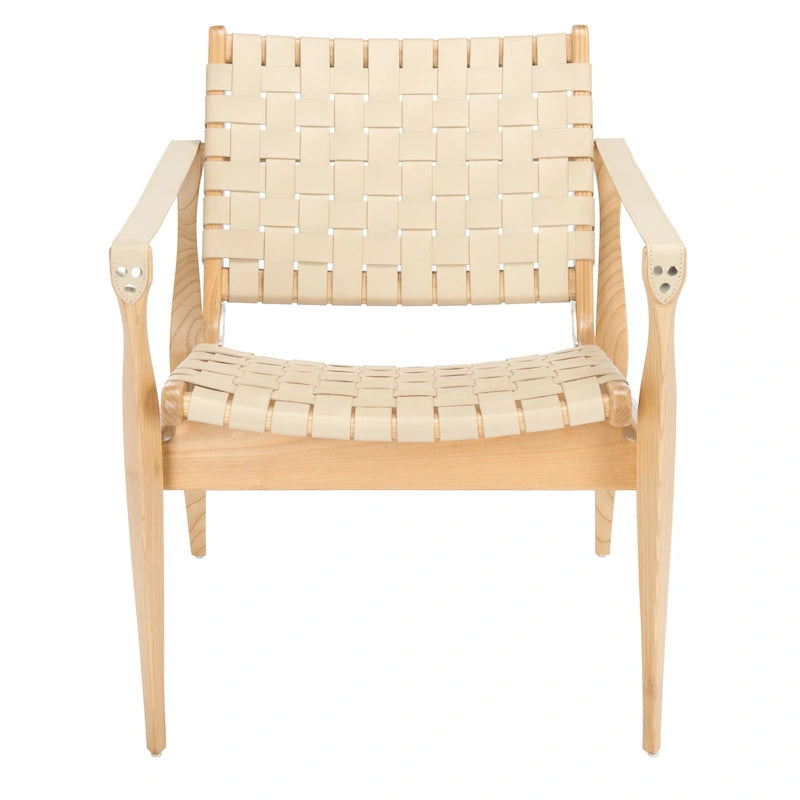 SAFAVIEH Couture Zenica, fauteuil Safari en cuir - 24,5 L x 30 P x 30 H - 25L x 30P x 30H