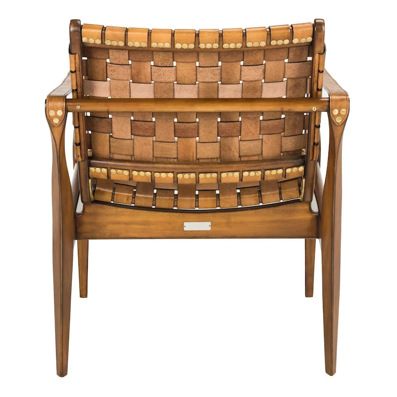 SAFAVIEH Couture Zenica, fauteuil Safari en cuir - 24,5 L x 30 P x 30 H - 25L x 30P x 30H