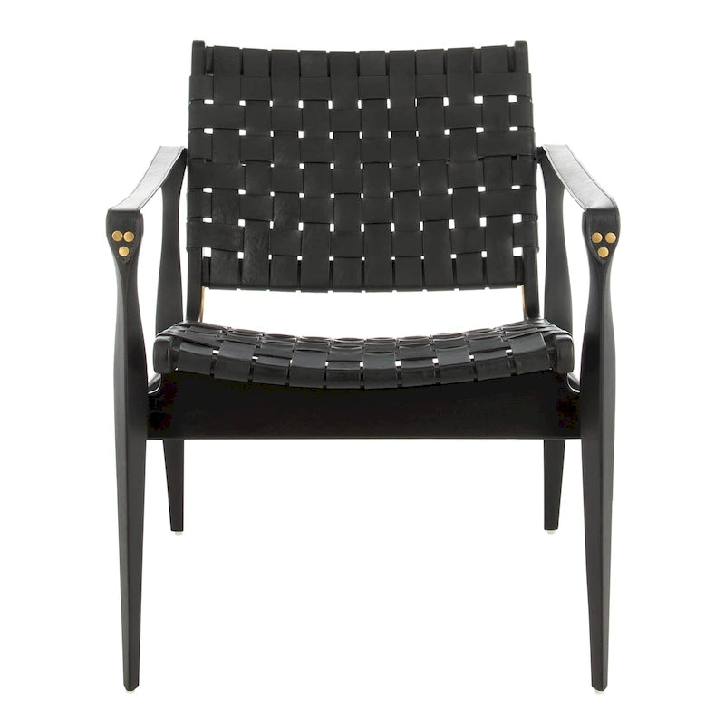 SAFAVIEH Couture Zenica, fauteuil Safari en cuir - 24,5 L x 30 P x 30 H - 25L x 30P x 30H