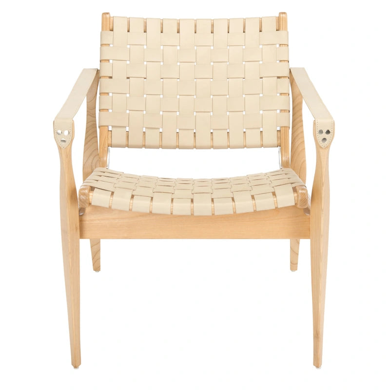 SAFAVIEH Couture Zenica, fauteuil Safari en cuir - 24,5 L x 30 P x 30 H - 25L x 30P x 30H