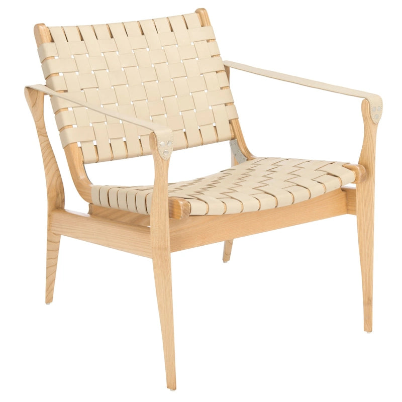 SAFAVIEH Couture Zenica, fauteuil Safari en cuir - 24,5 L x 30 P x 30 H - 25L x 30P x 30H