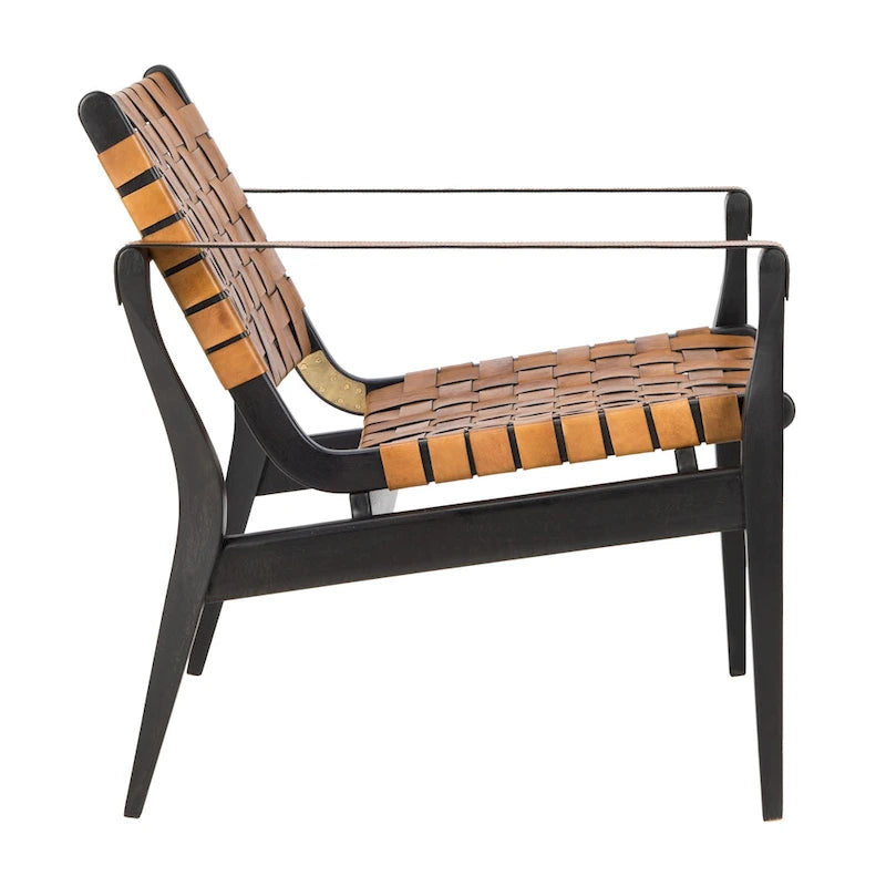 SAFAVIEH Couture Zenica, fauteuil Safari en cuir - 24,5 L x 30 P x 30 H - 25L x 30P x 30H