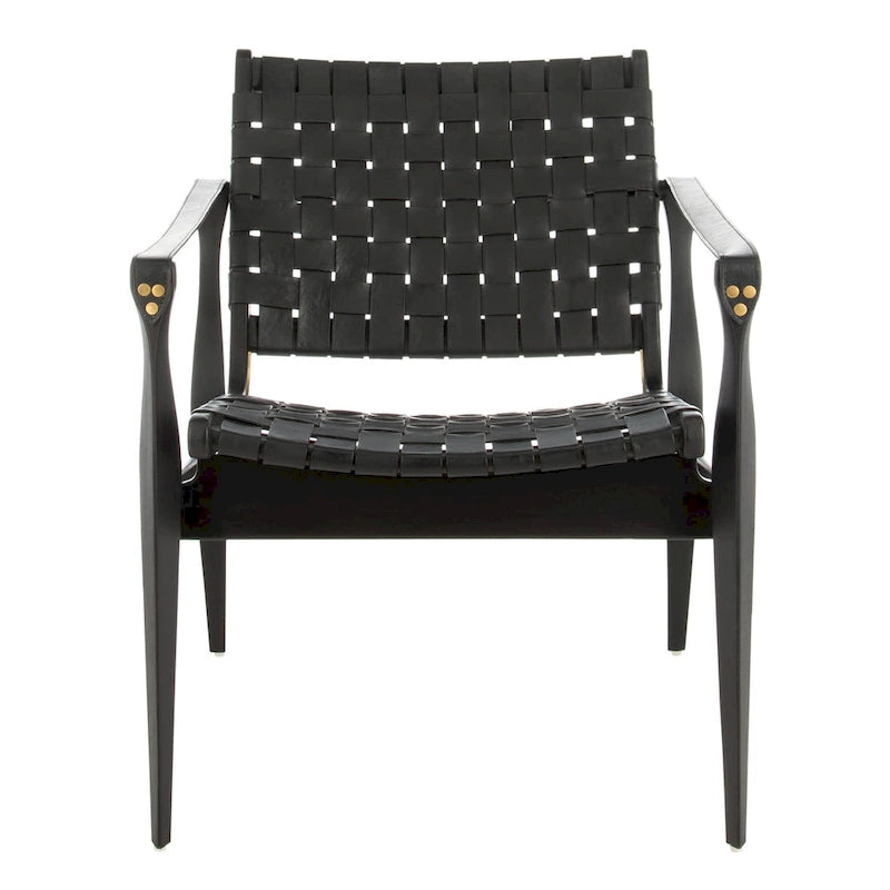 SAFAVIEH Couture Zenica, fauteuil Safari en cuir - 24,5 L x 30 P x 30 H - 25L x 30P x 30H