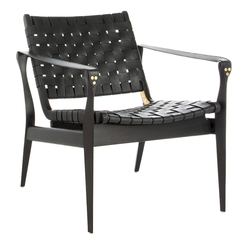 SAFAVIEH Couture Zenica, fauteuil Safari en cuir - 24,5 L x 30 P x 30 H - 25L x 30P x 30H