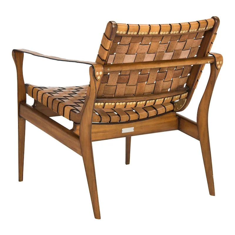 SAFAVIEH Couture Zenica, fauteuil Safari en cuir - 24,5 L x 30 P x 30 H - 25L x 30P x 30H