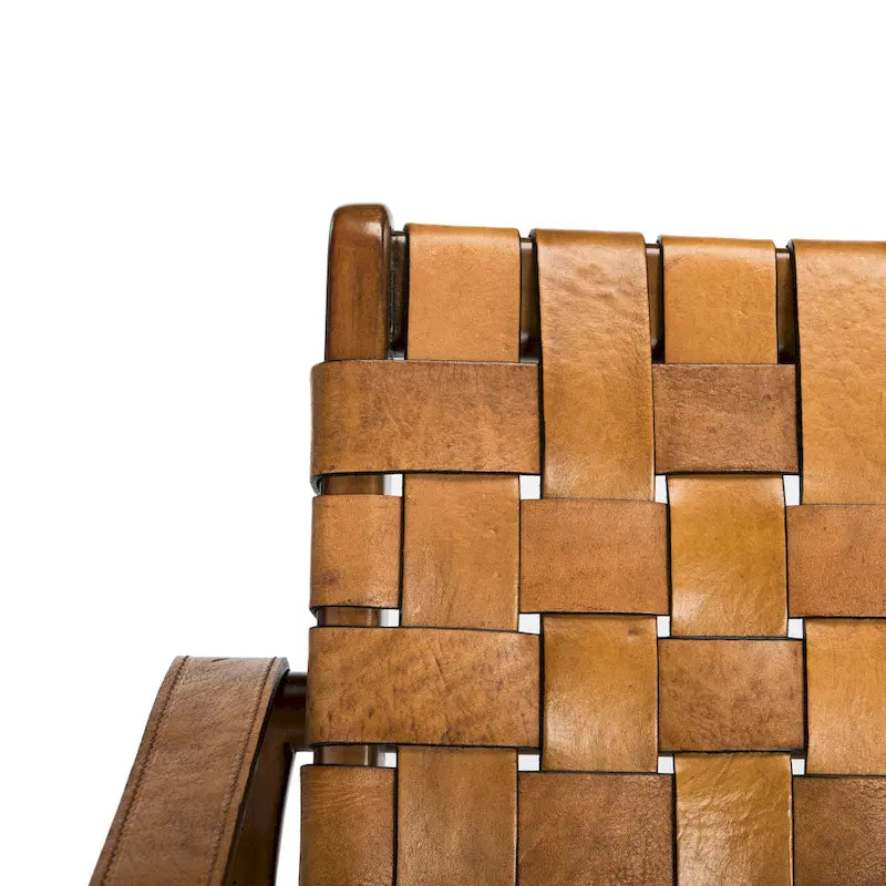 SAFAVIEH Couture Zenica, fauteuil Safari en cuir - 24,5 L x 30 P x 30 H - 25L x 30P x 30H