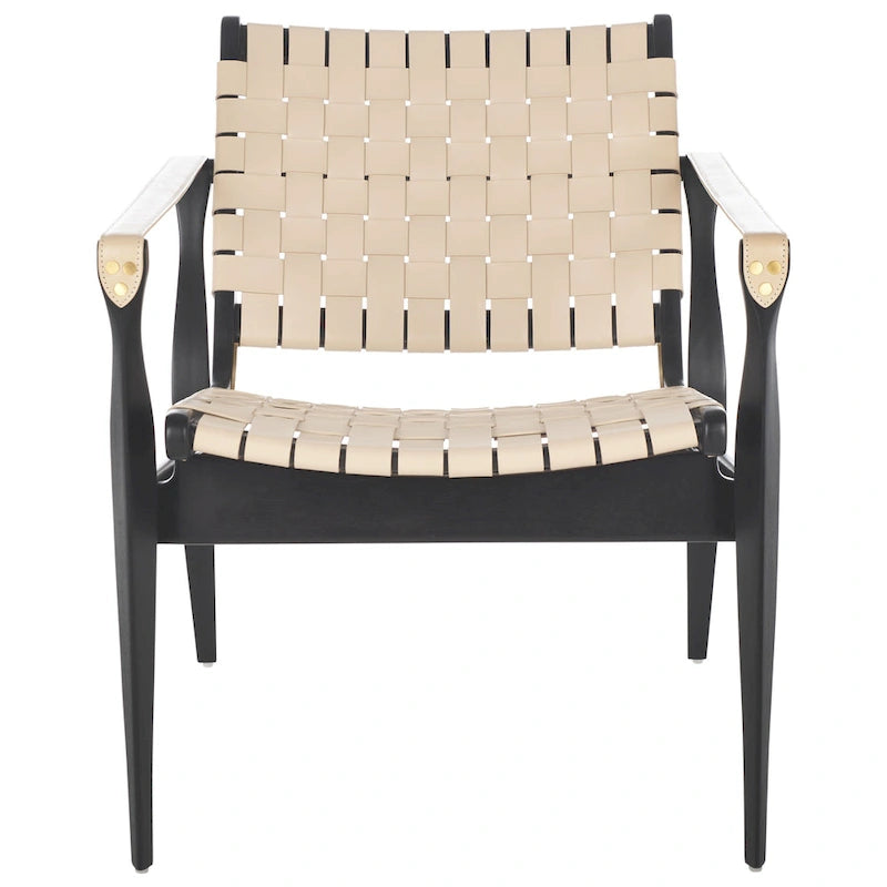 SAFAVIEH Couture Zenica, fauteuil Safari en cuir - 24,5 L x 30 P x 30 H - 25L x 30P x 30H