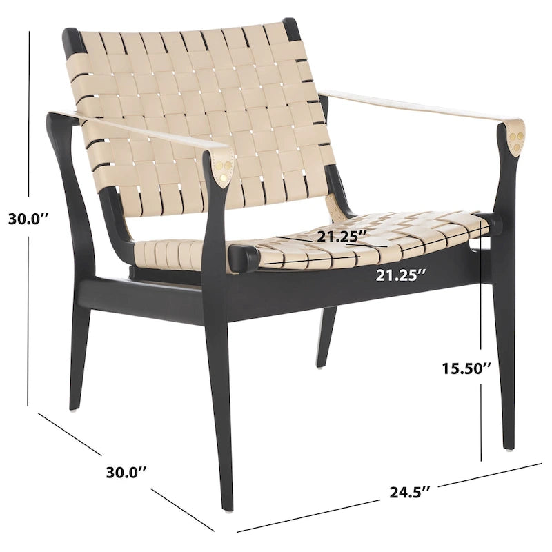 SAFAVIEH Couture Zenica, fauteuil Safari en cuir - 24,5 L x 30 P x 30 H - 25L x 30P x 30H