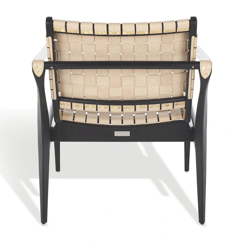SAFAVIEH Couture Zenica, fauteuil Safari en cuir - 24,5 L x 30 P x 30 H - 25L x 30P x 30H