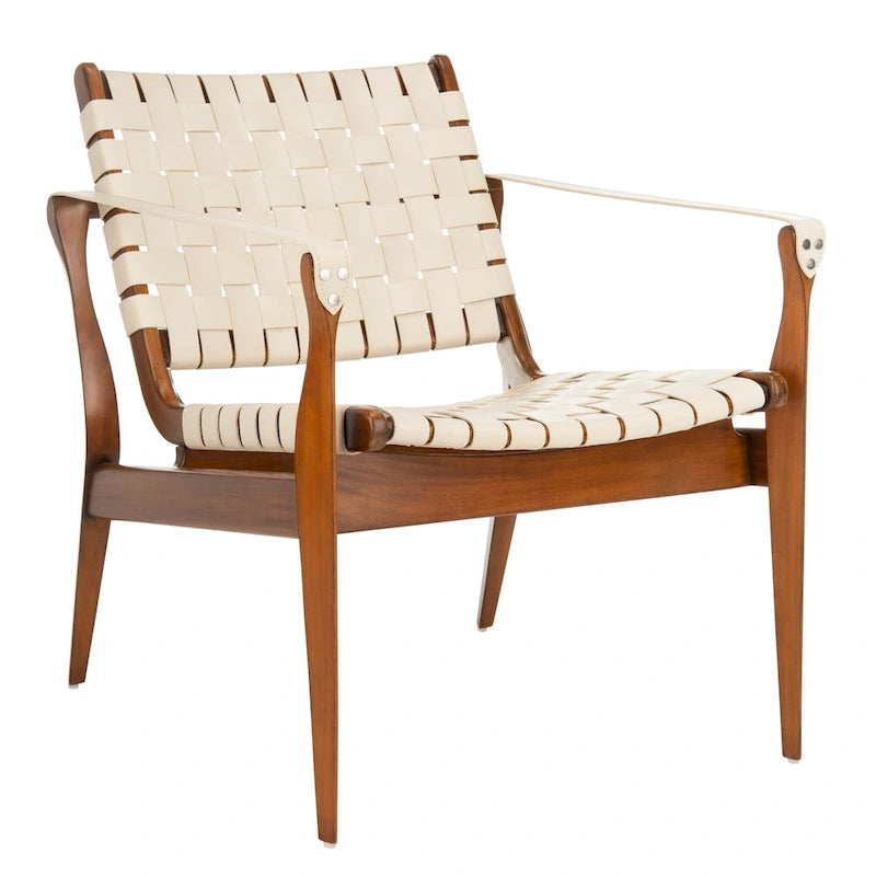 SAFAVIEH Couture Zenica, fauteuil Safari en cuir - 24,5 L x 30 P x 30 H - 25L x 30P x 30H