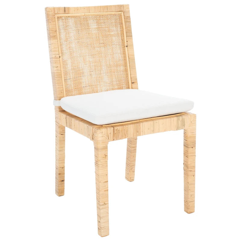 SAFAVIEH Jessye - Chaise de salle à manger en canne avec coussin (ensemble de 2) - 21,7 L x 18,1 P x 38,6 H - 22 L x 18 P x 39 H