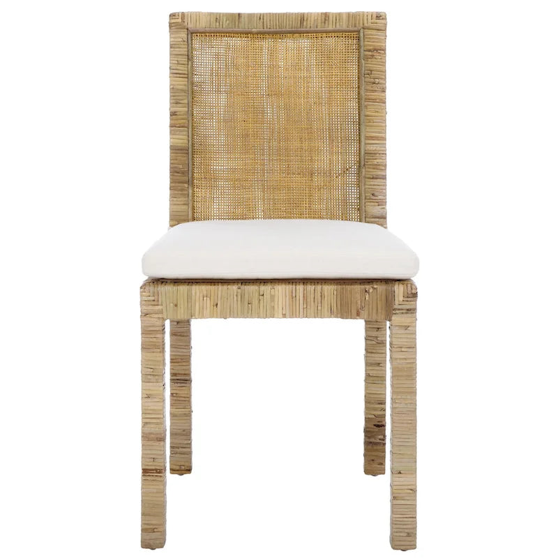 SAFAVIEH Jessye - Chaise de salle à manger en canne avec coussin (ensemble de 2) - 21,7 L x 18,1 P x 38,6 H - 22 L x 18 P x 39 H