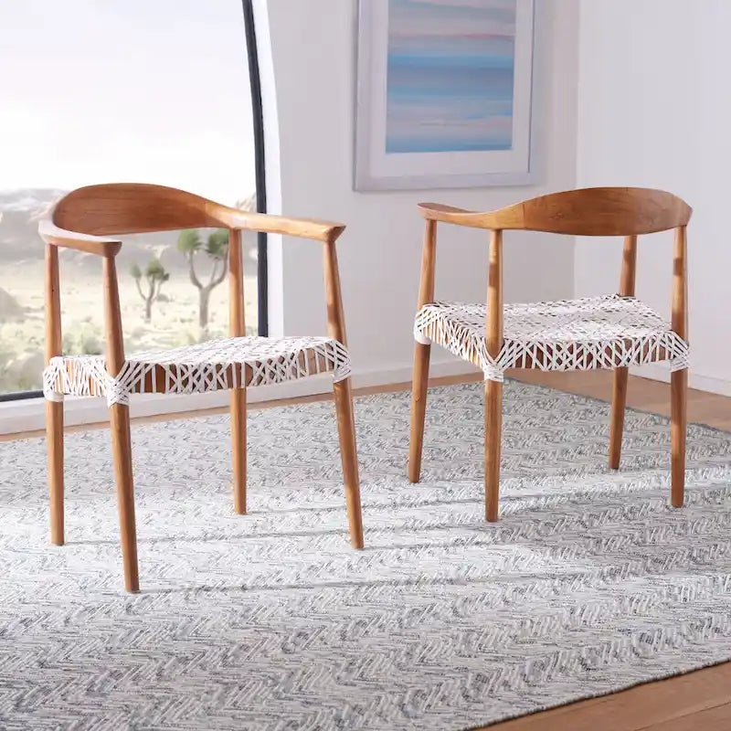 SAFAVIEH Therese Fauteuil d'Appoint en Cuir Tressé - 25 L x 20,9 P x 30,9 H - 25Lx21Px31H