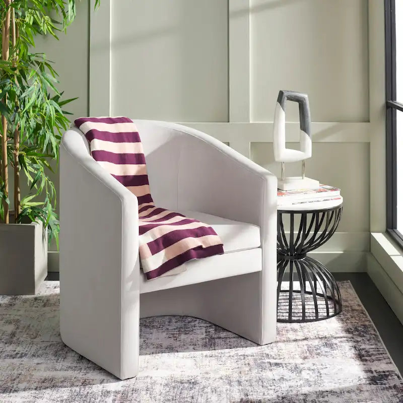SAFAVIEH Theodosia Fauteuil d'appoint dossier rond (entièrement assemblé) - L61 x P61 x H76 cm - 61Lx61Px76H
