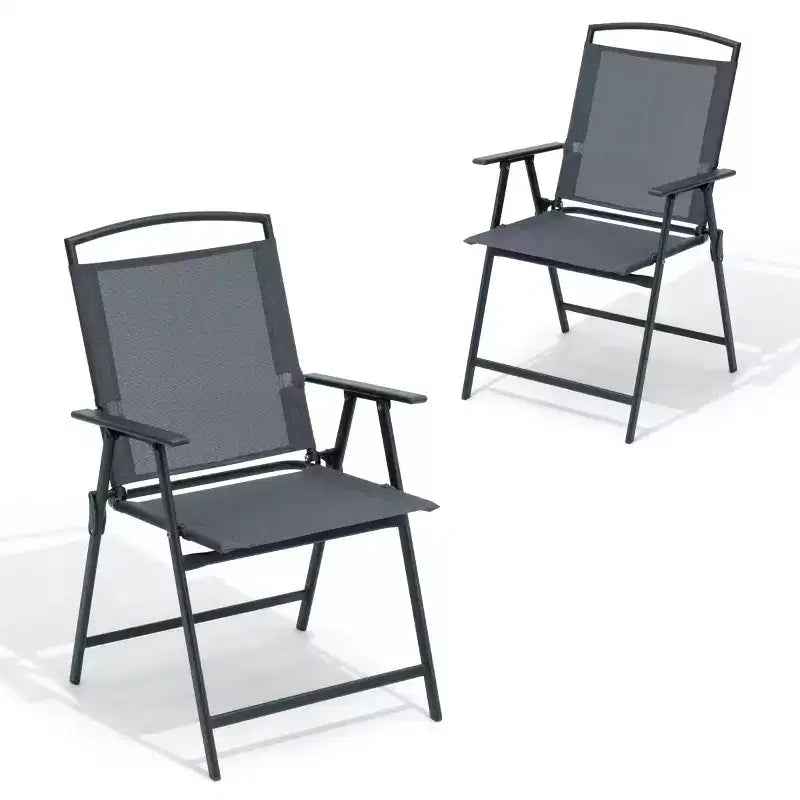 Crestlive Products Lot de 2 chaises de salle à manger pliantes de patio d'extérieur portables en toile avec accoudoirs