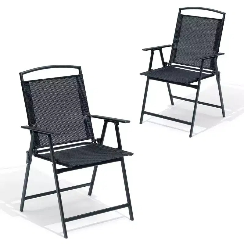Crestlive Products Lot de 2 chaises de salle à manger pliantes de patio d'extérieur portables en toile avec accoudoirs