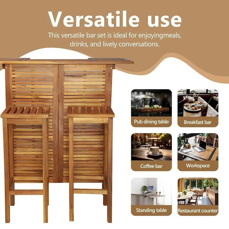 vidaXL Ensemble de bar 3 pièces, 105x51x110 cm, bois d'acacia massif