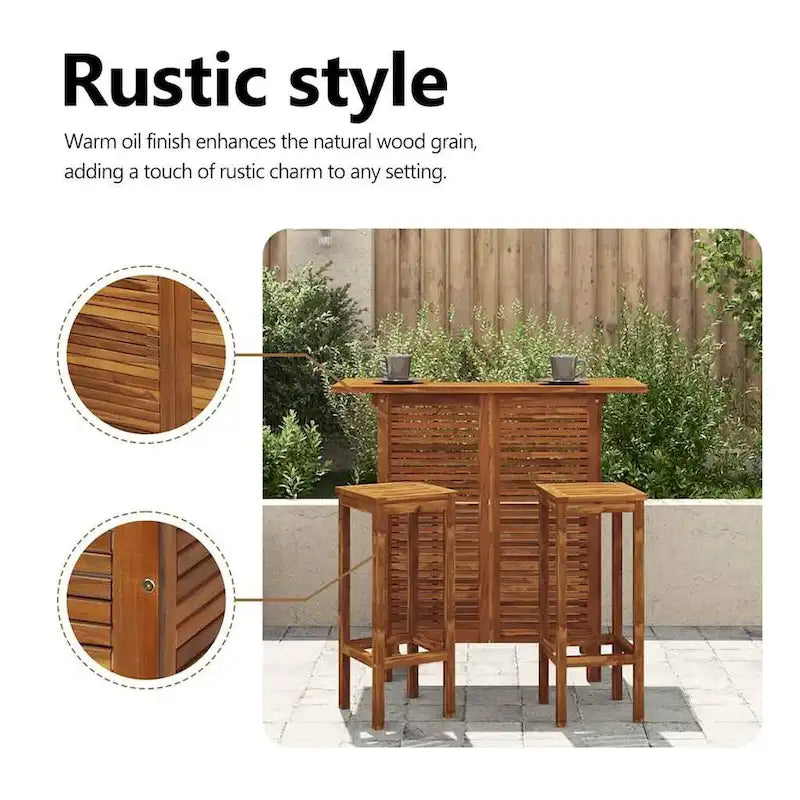 vidaXL Ensemble de bar 3 pièces, 105x51x110 cm, bois d'acacia massif