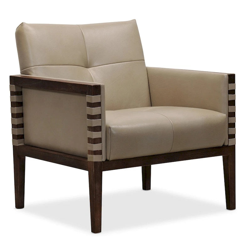 Fauteuil Hooker Furniture Carverdale en cuir capitonné avec cadre en bois de 80 cm de large