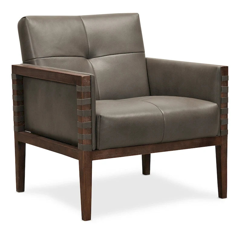 Fauteuil Hooker Furniture Carverdale en cuir capitonné avec cadre en bois de 80 cm de large