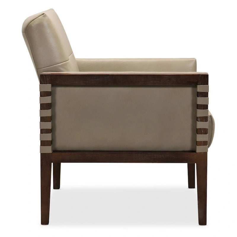 Fauteuil Hooker Furniture Carverdale en cuir capitonné avec cadre en bois de 80 cm de large