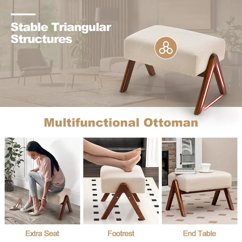 Costway Fauteuil à Bascule avec Repose-Pieds Tissu Rembourré - Voir Détails
