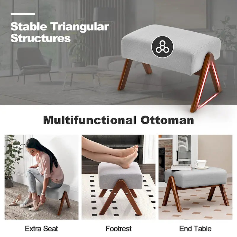 Costway Fauteuil à Bascule avec Repose-Pieds Tissu Rembourré - Voir Détails