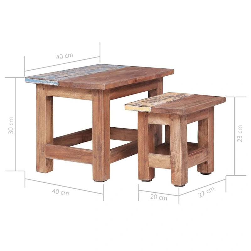 vidaXL Tables gigognes 2 pcs Bois de récupération massif - 15,7 x 15,7 x 11,8